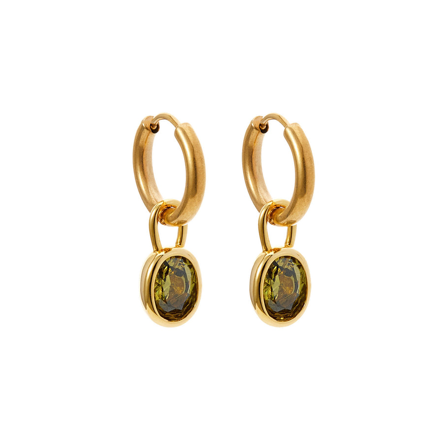 olive crystal drop earrings
