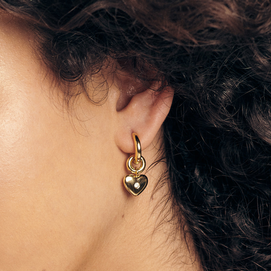 dangly gold heart earrings
