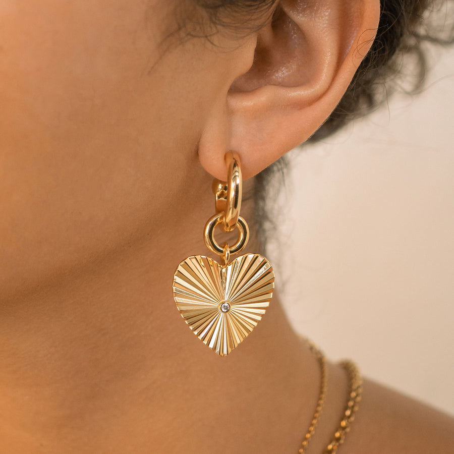 dangly gold heart earrings