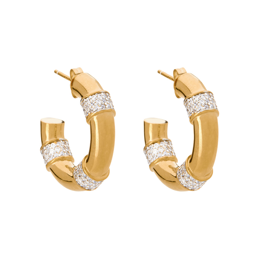 gold and crystal hoop earrings