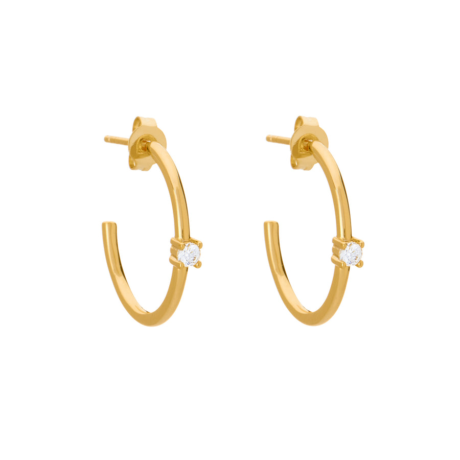 skinny gold hoop earrings with crystal