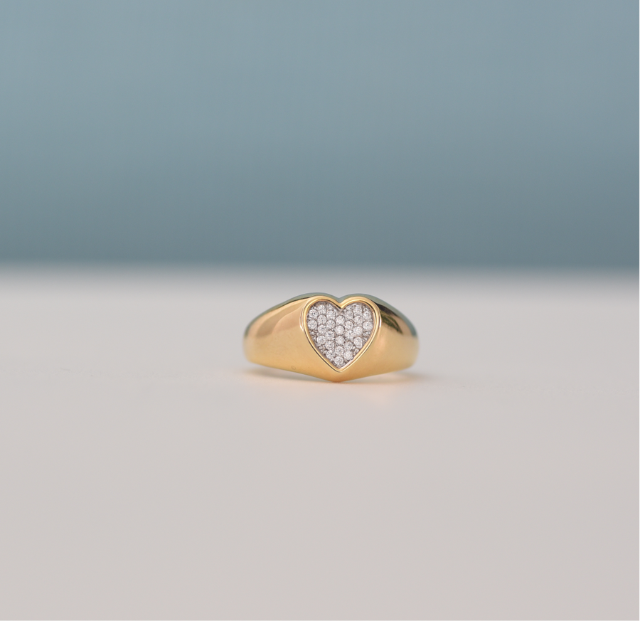 pave heart ring