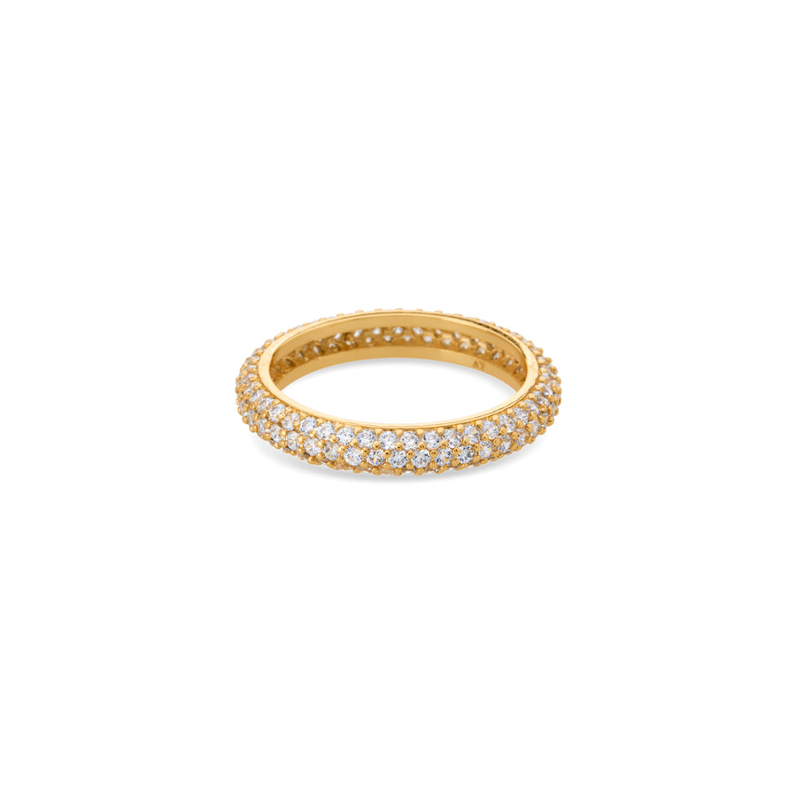 gold pave crystal ring