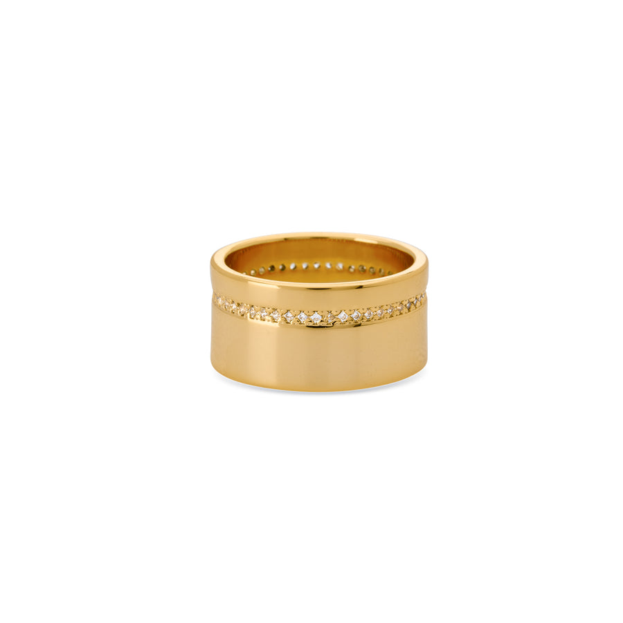 flat gold ring with crystals