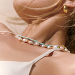 pearl choker with glass beads